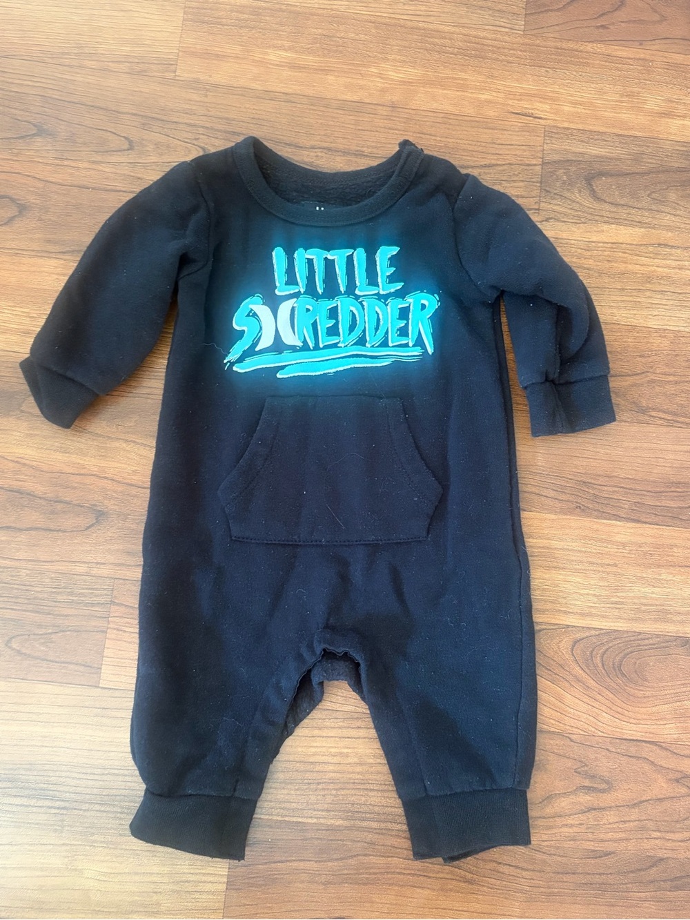Hurley Black One-Piece with Teal "Little Shredder" Graphic